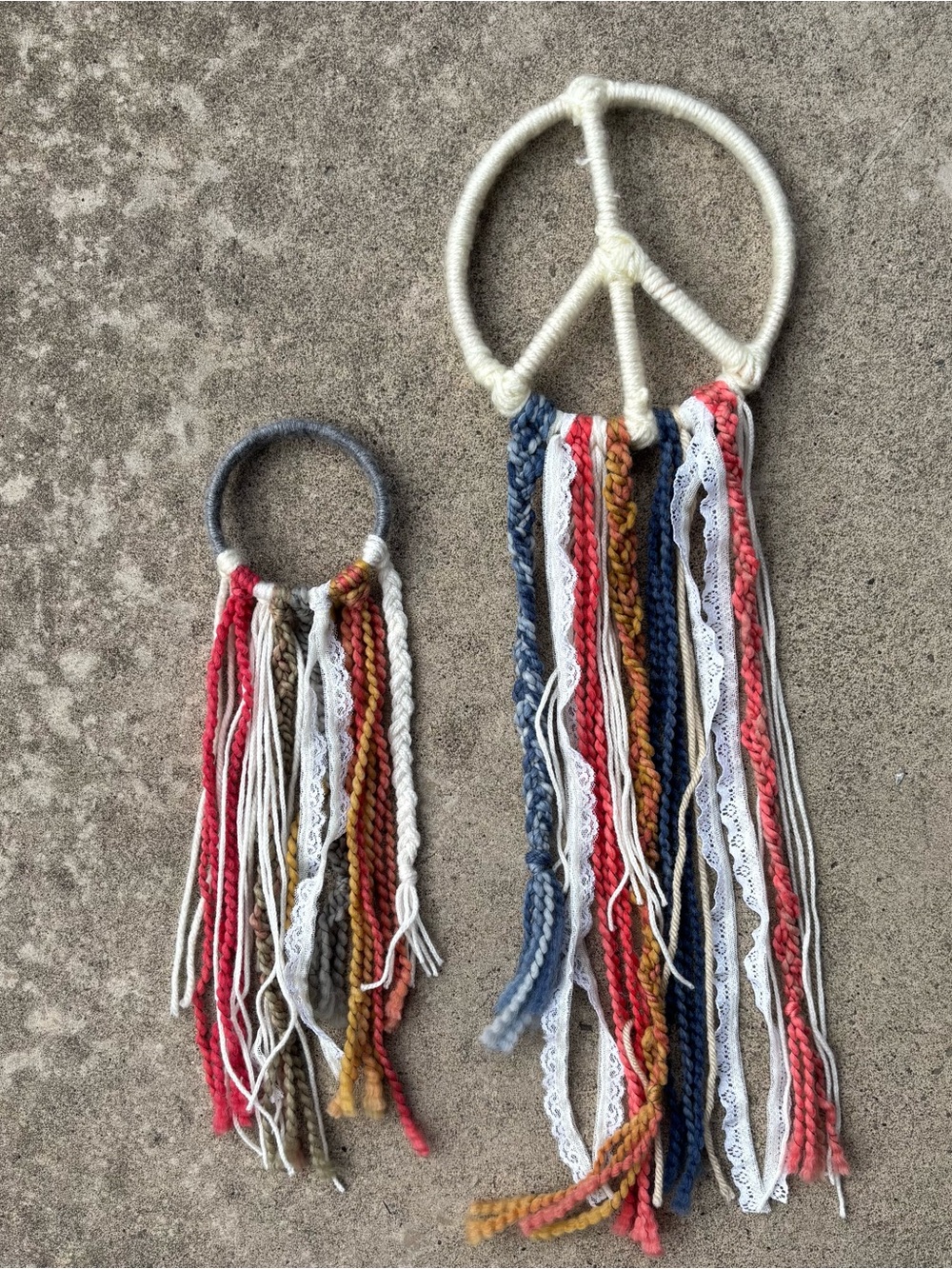 Boho peace sign wall tassel decor big and small cottage fairy coastal dorm decor